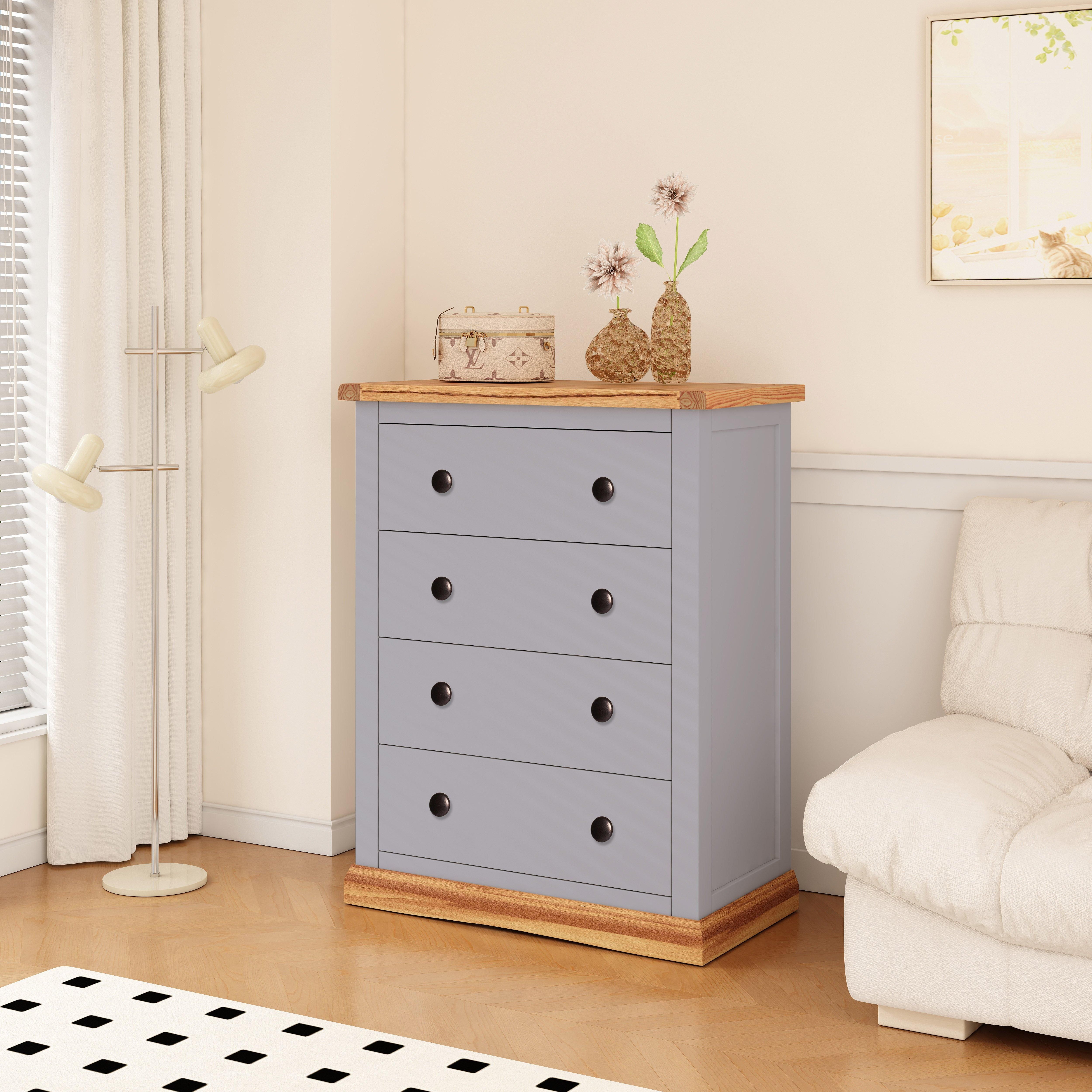 Cabinet Bits Bicarri 4 Drawer Chest of Drawers Brass Knob in Grey