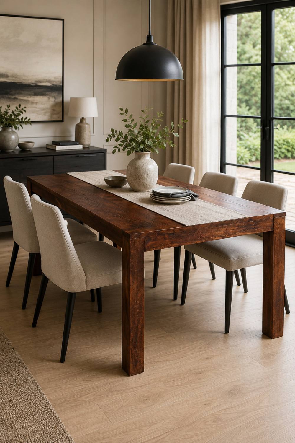 IH Design Southborough Dark Mango Large Dining Table 6ft 180cm seats 6 in Brown