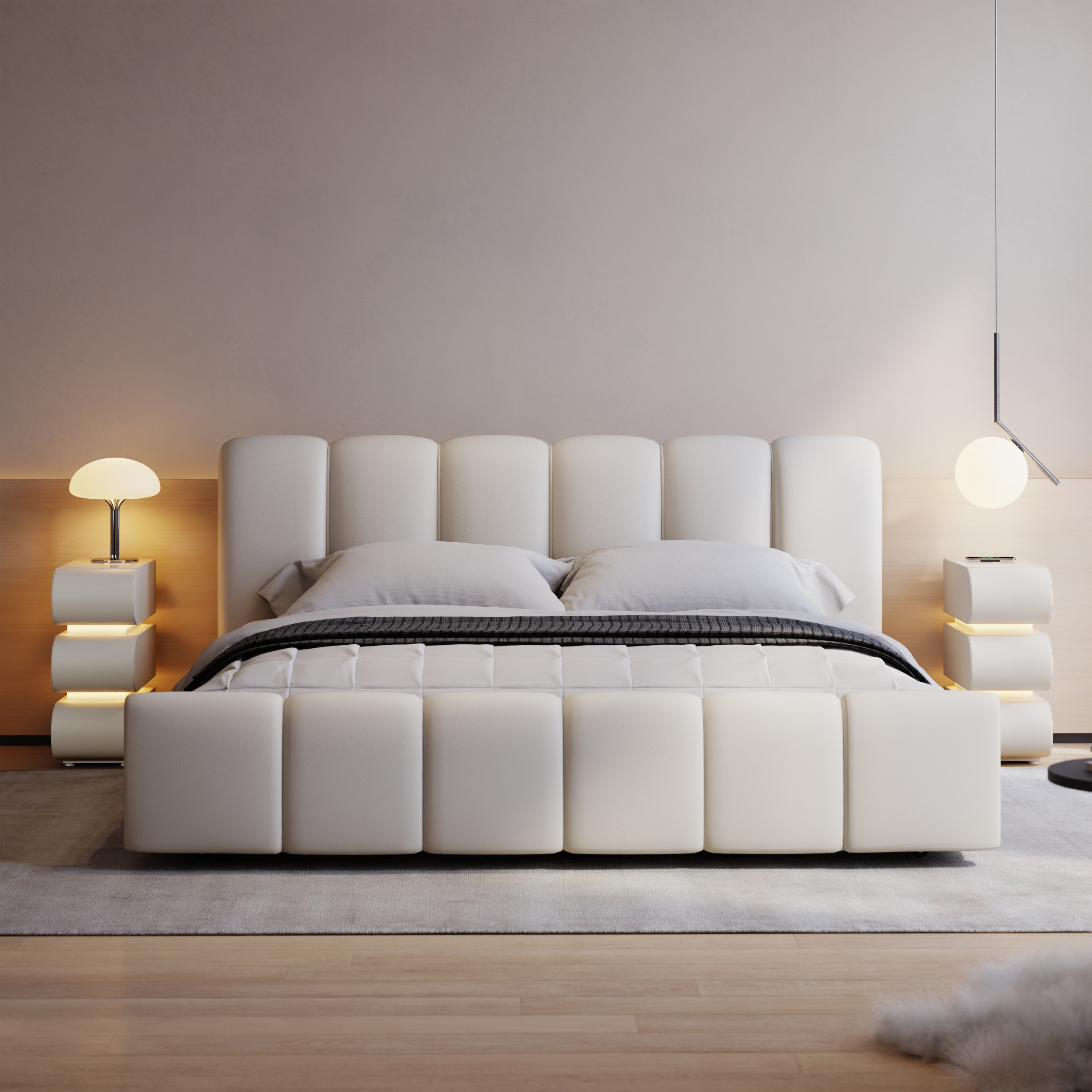 Humply Queen Faux Leather Storage Bed with Drawers