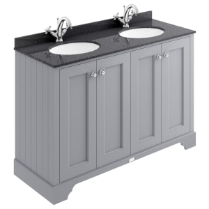 Bayswater Victrion Plummett Grey Traditional Freestanding Vanity Unit & Black Marble Top Basin - 1200mm