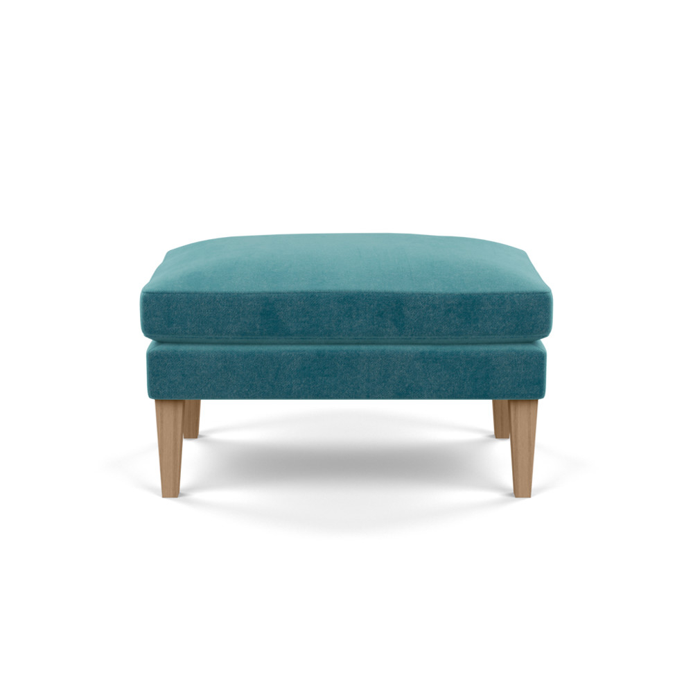 Heal's Wallis Ottoman Smart Luxe Velvet Airforce Blue Tinted Ash Feet