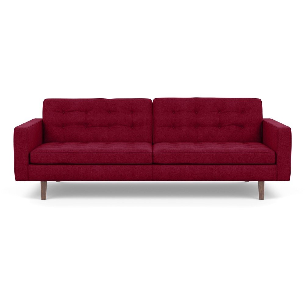 Heal's Hepburn 4 Seater Sofa St Moritz Wool Red Walnut Feet