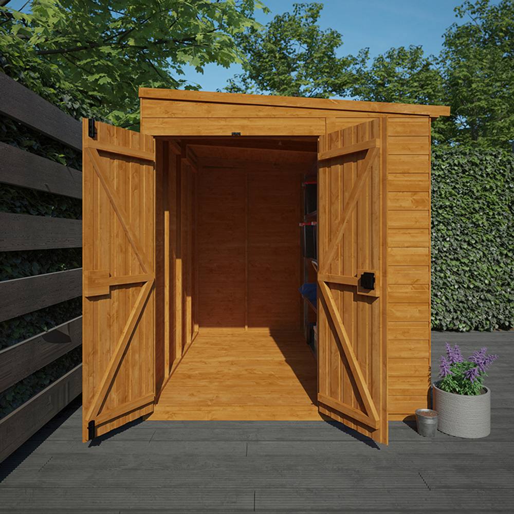 Buttercup Farm 8 x 6 Feet Flex Pent Double Door Windowless 12mm Flex in Burnt Orange 4