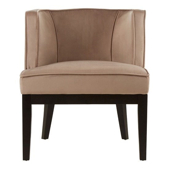 Adalinise Rounded Velvet Upholstered Bedroom Chair In Brown