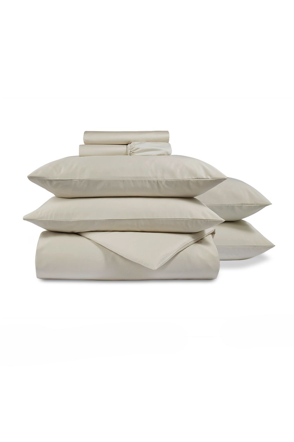 CHRISTY 400TC Luxury Cotton Sateen Plain Dye Bedding Gift Set Bundle in Cream