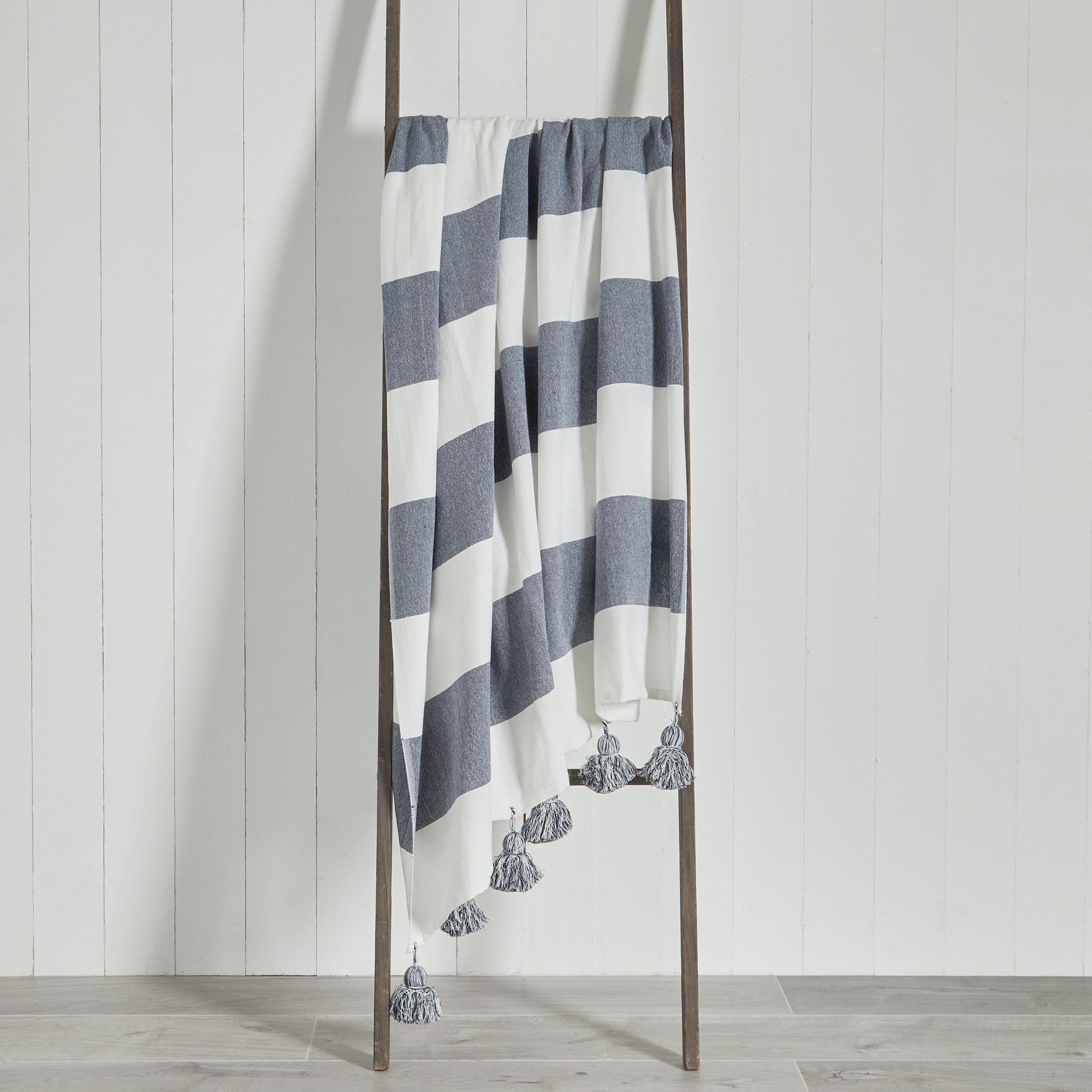 Lucas Stripe 150cm x 200cm Throw Navy Blue and White