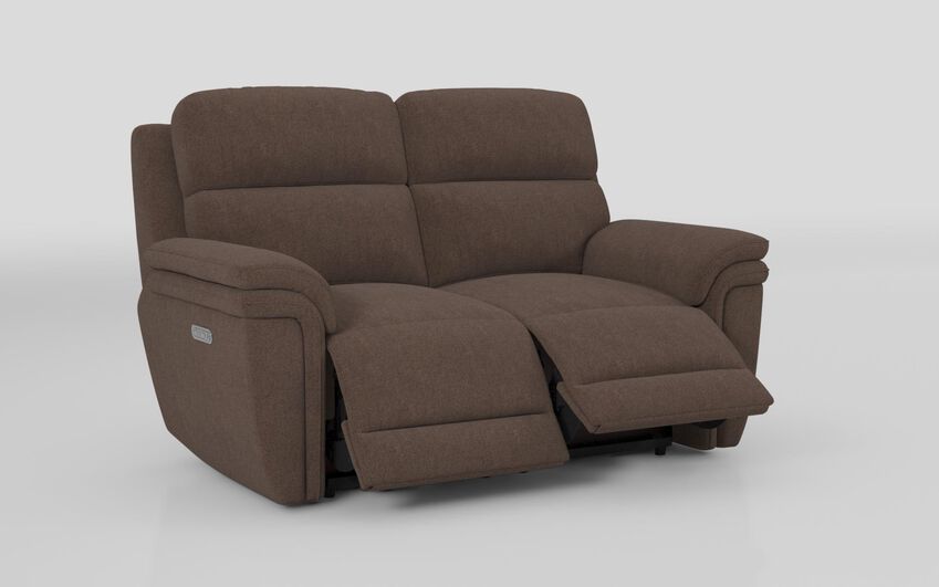 Brown Fabric Maer 2 Seater Power Recliner Sofa