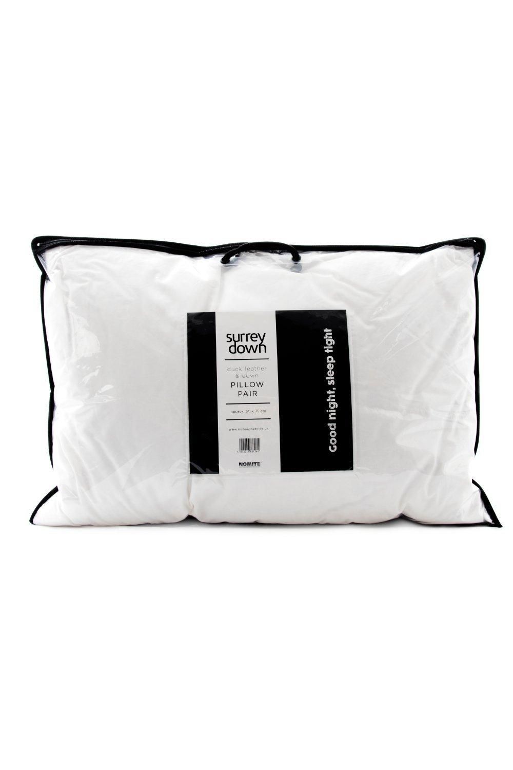 surrey down Duck Feather & Down Medium Firmness Pillow (2 Pack) in White
