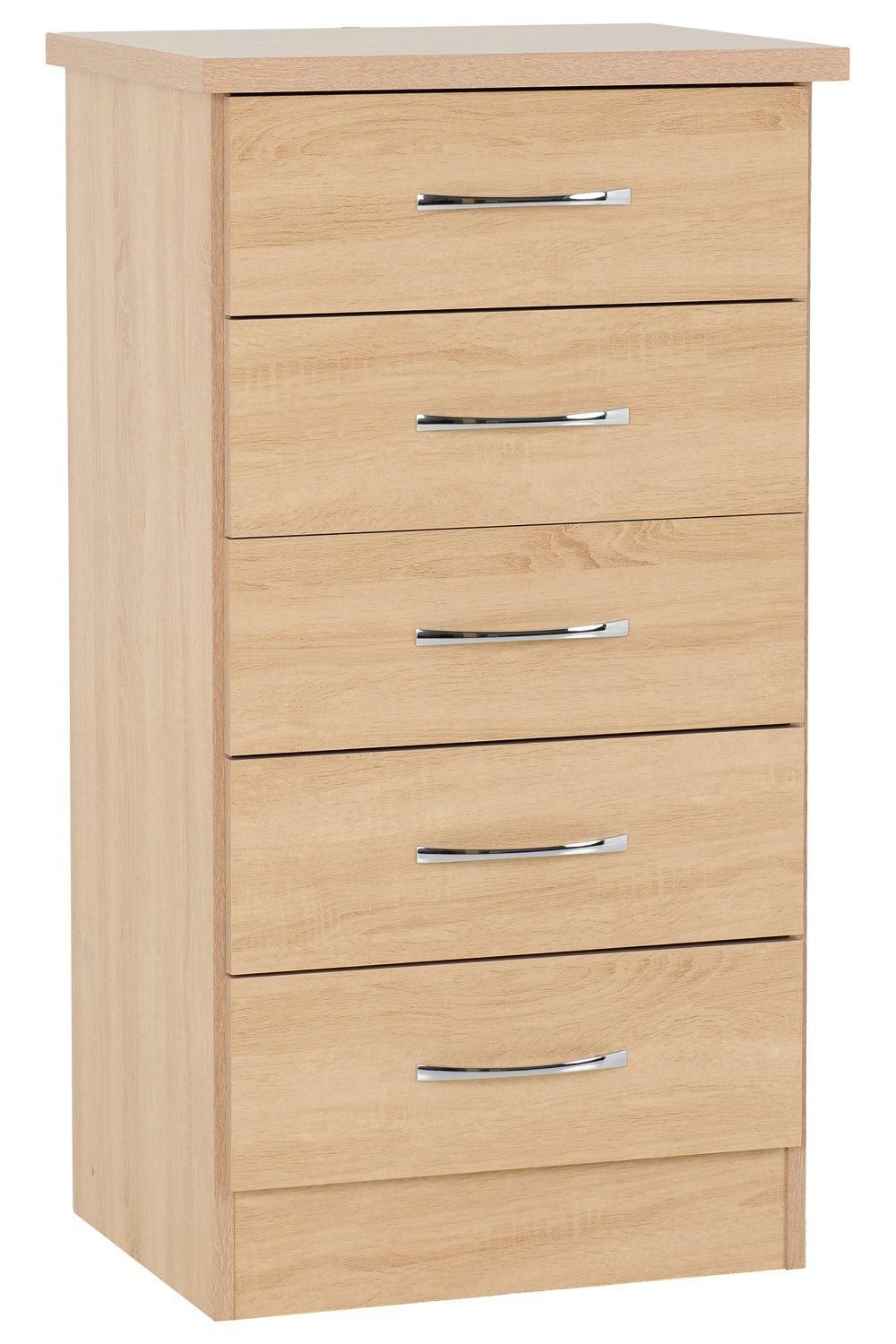 Seconique Nevada 5 Drawer Narrow Chest in Light Oak