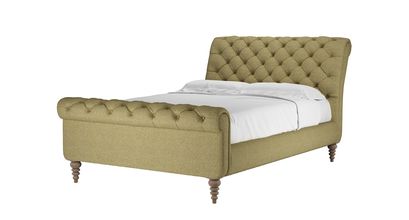Knightsbridge Double Bed in Lemongrass Plush Tweed Boucle - sofa.com