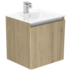 Newland Natural Oak Basin Suspended Double Door Unit - 500mm