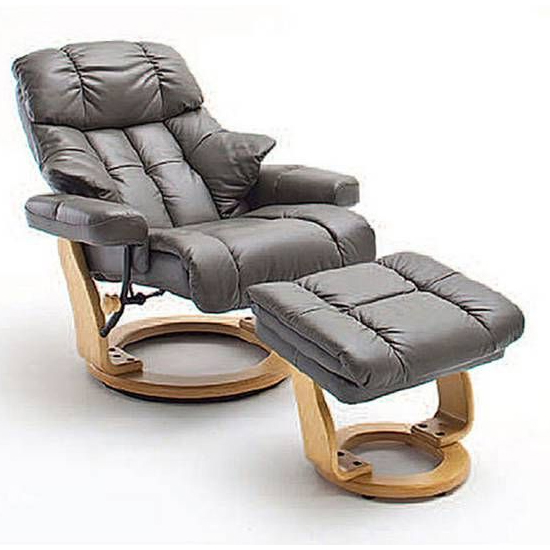 Calgary Relaxer Chair In Grey And Natural With Footstool