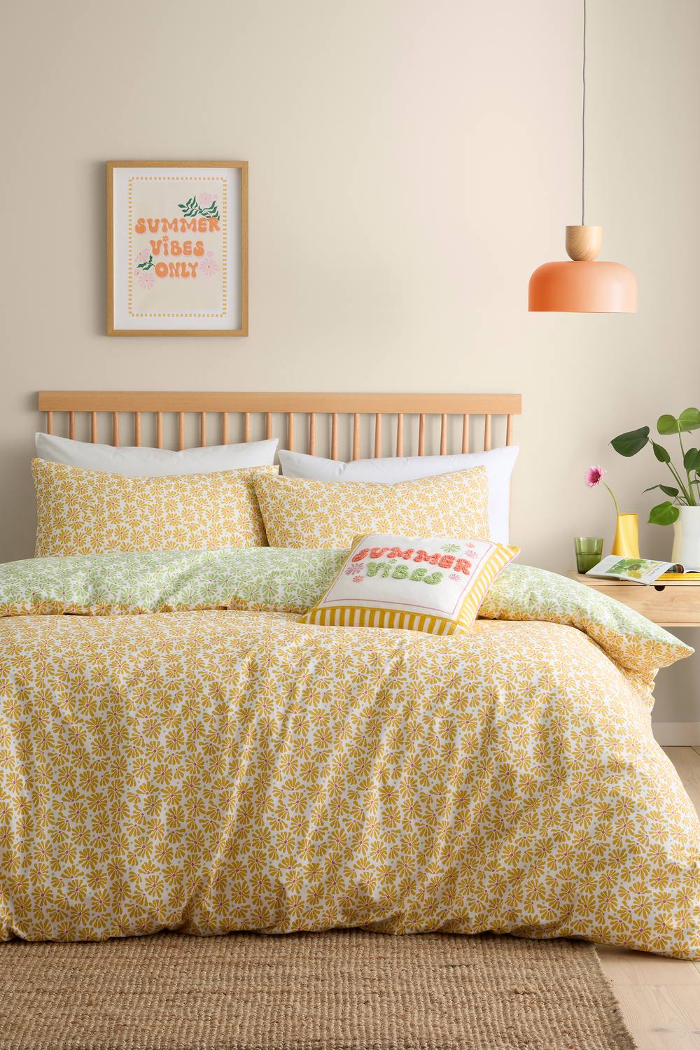 Fusion 'Summer Vibes' Slogan Embroidered Filled Cushion 4