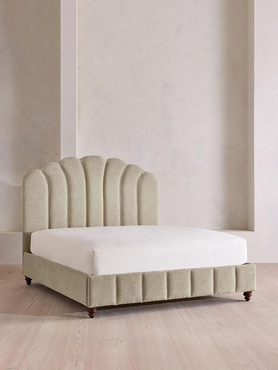 Manette Bed, Double, Linen Chenille, Stone