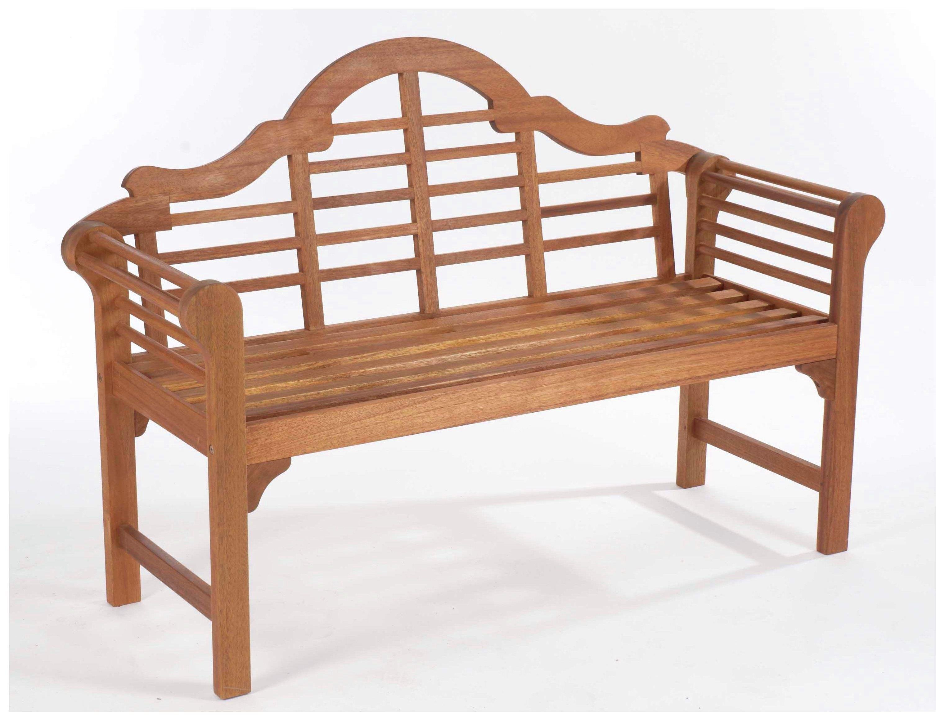 Lutyens Style Hardwood Garden Bench - Natural.