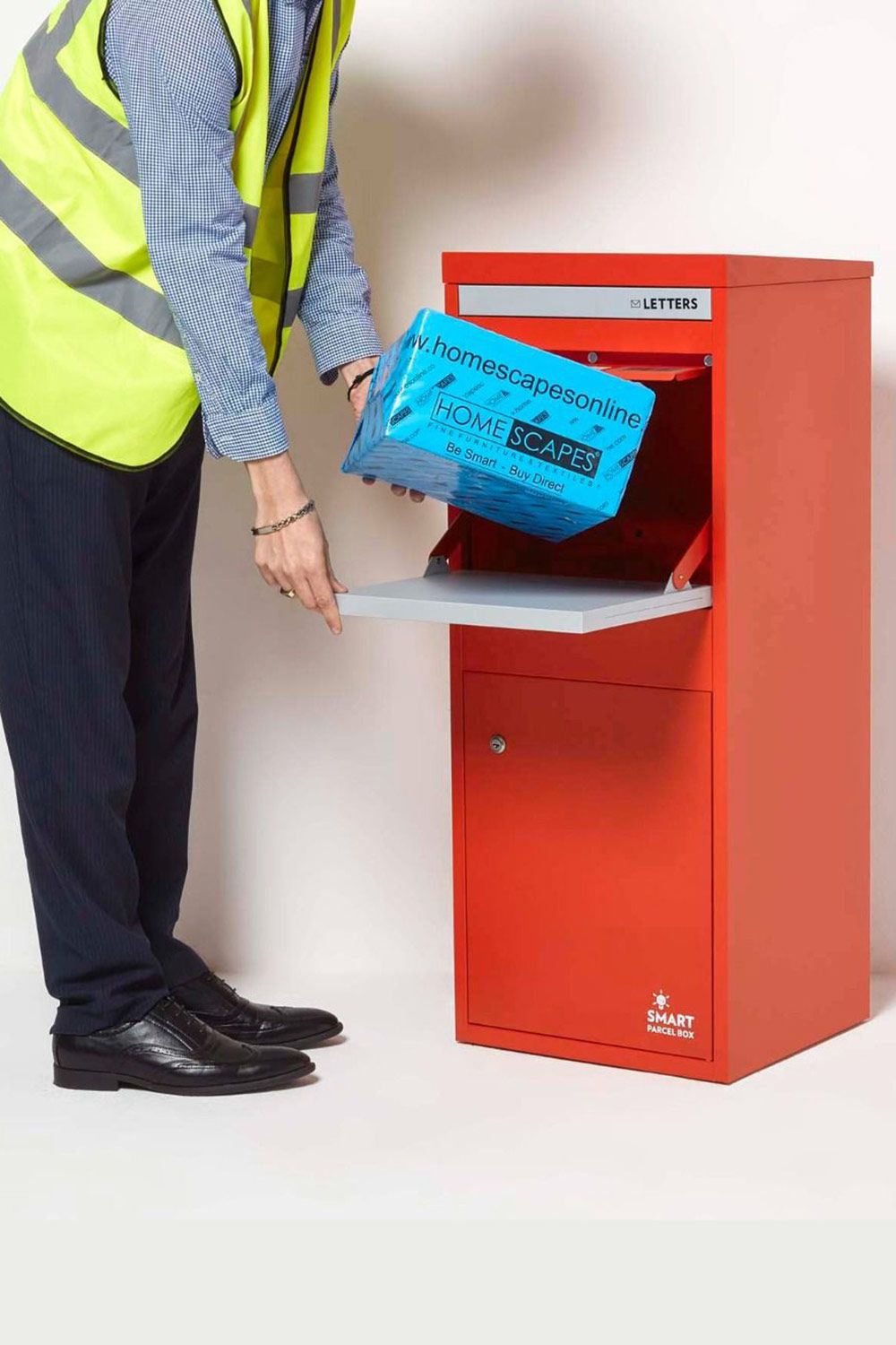 Homescapes Smart Parcel Box® Large Front Access Secure Delivery Box in Red