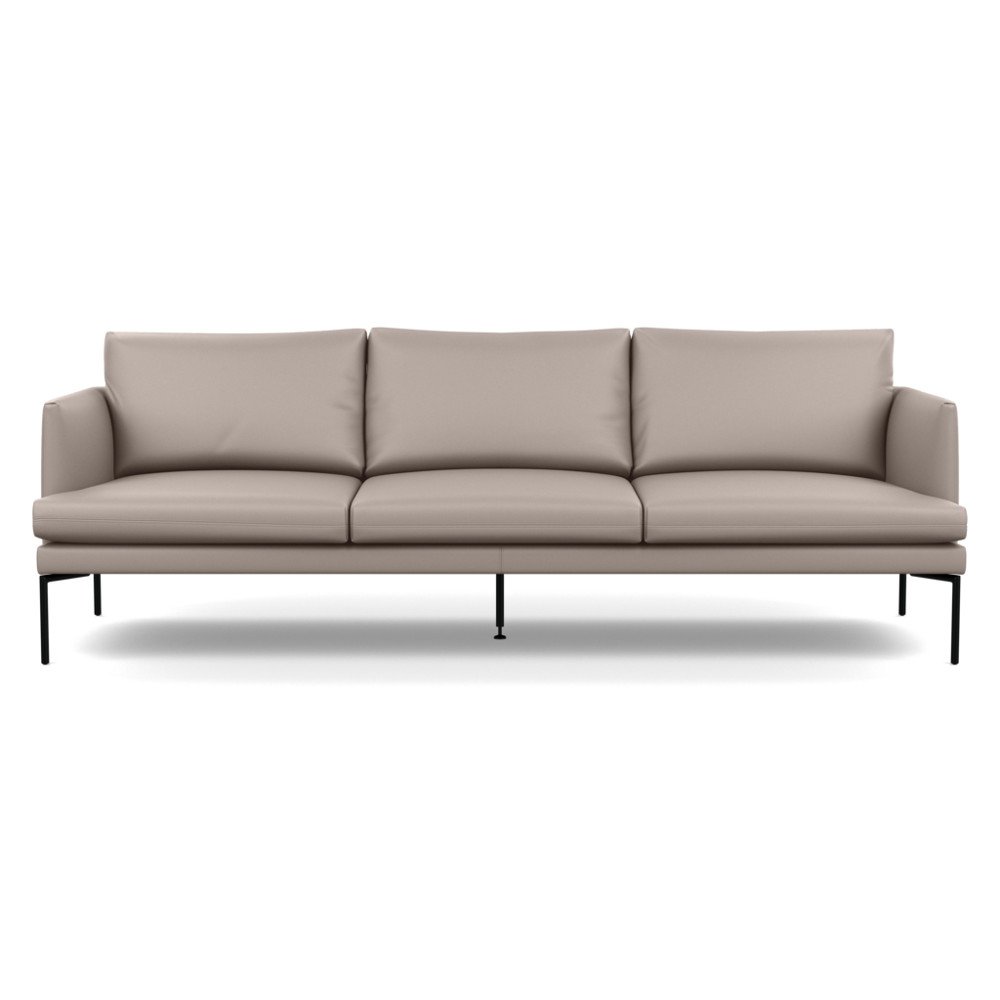 Heal's Matera 4 Seater Sofa Leather Grain Light Grey 060 Black Feet