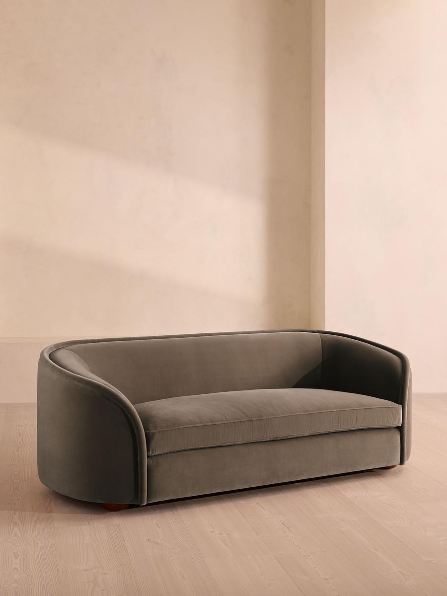 Conall Three Seater Sofa, Velvet, Taupe