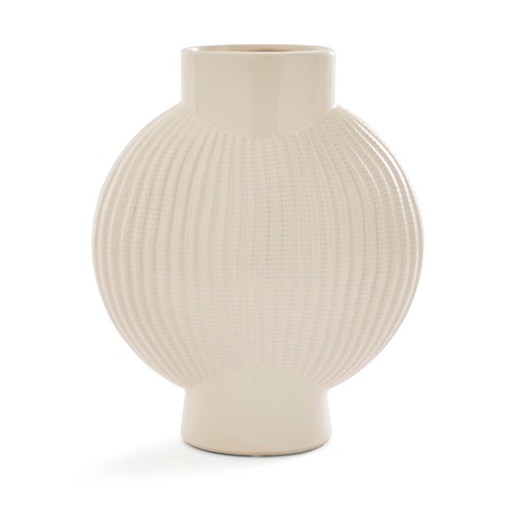 Textured Ribbed Round Ceramic Vase 3