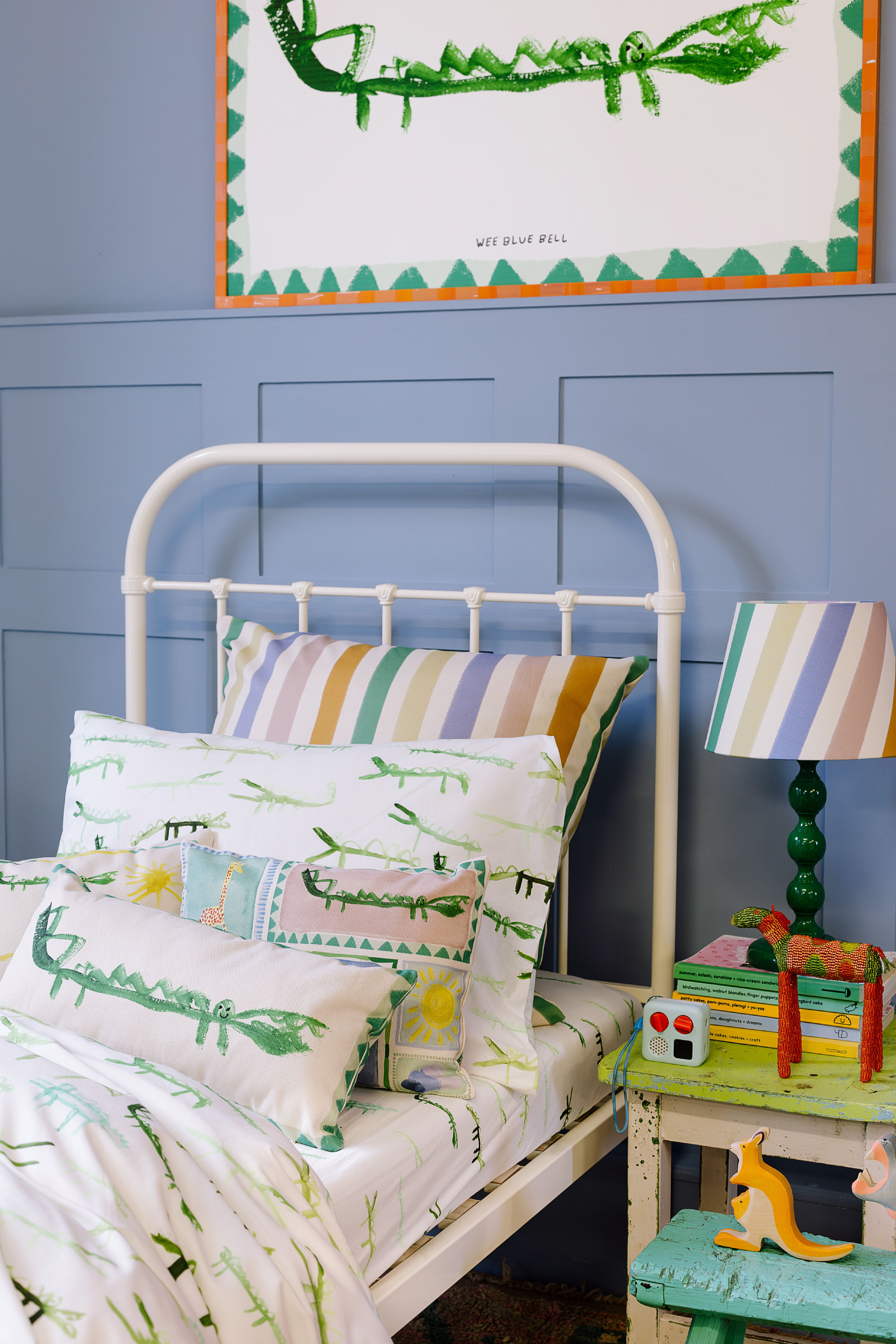 Wee Blue Bell 'Stick Crocs' Fitted Sheet in Green