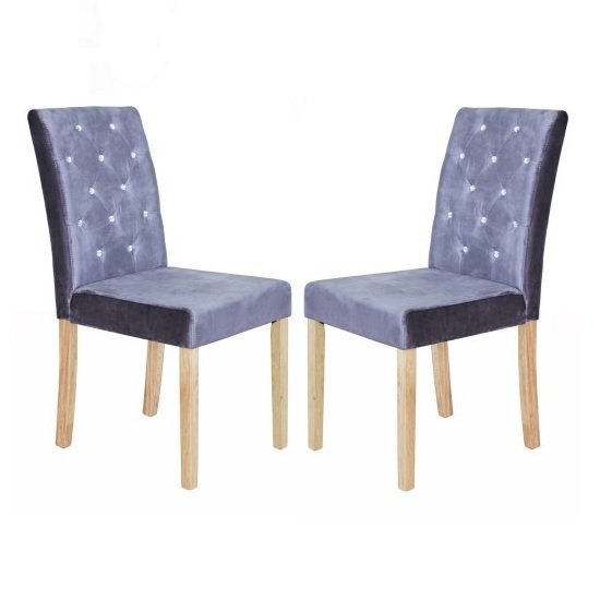 Kilcon Dining Chair In Silver Velvet And Diamante in A Pair
