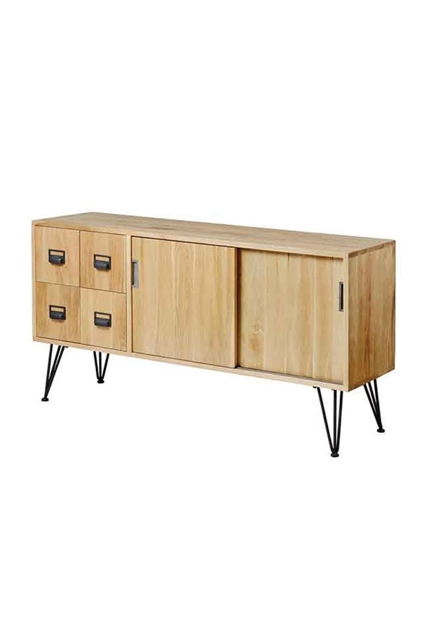 Felix Industrial Media Sideboard - Solid oak and steel