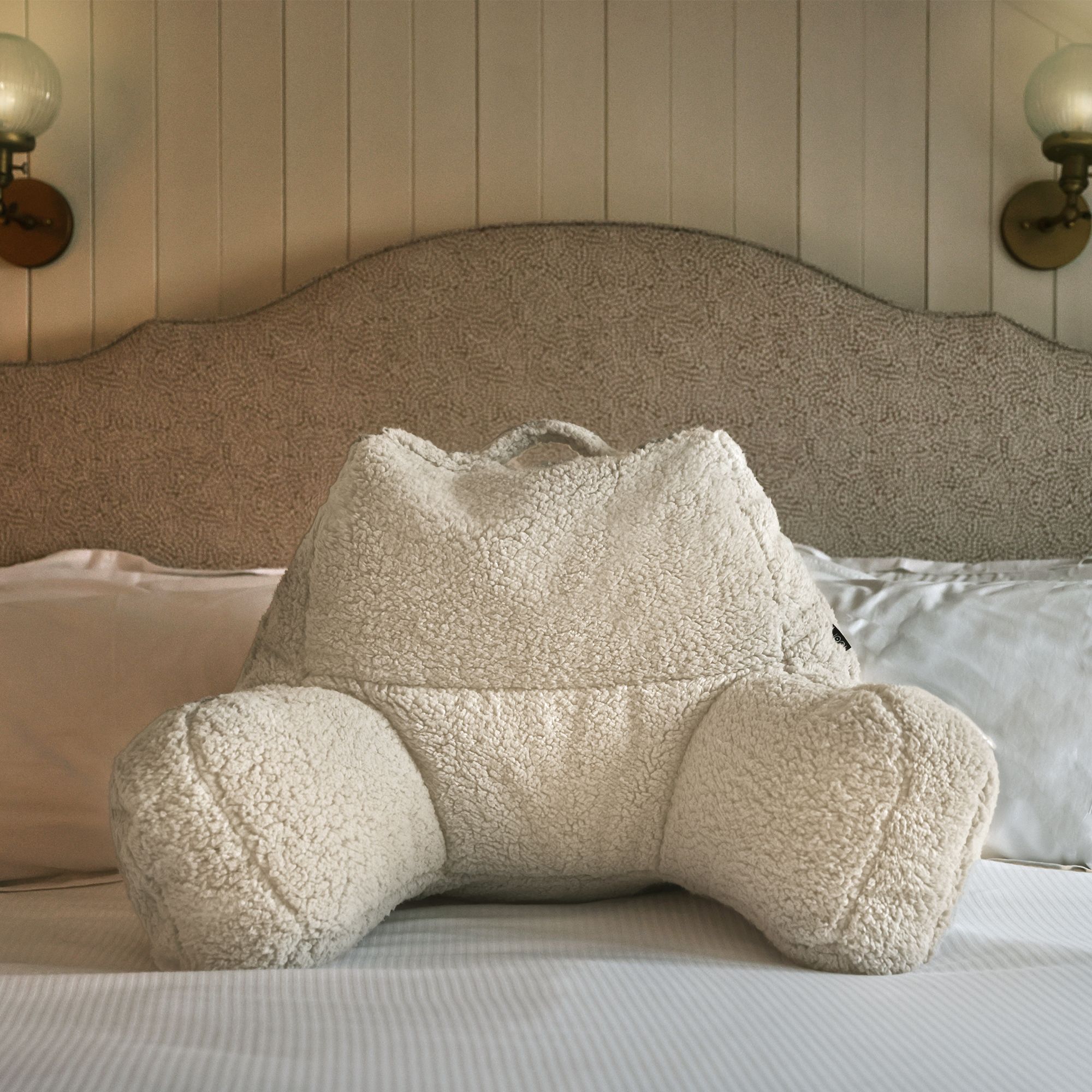 icon Soft Teddy Bear Cuddle Cushion Reading Support Pillow in Natural