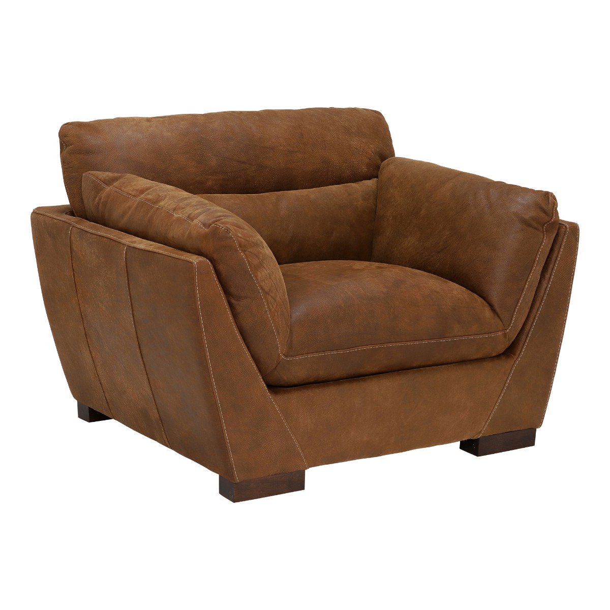 New Marnie 100% Leather Single Seater Chair/Sofa - Brown - W119 x D105 x H88cm - Barker & Stonehouse