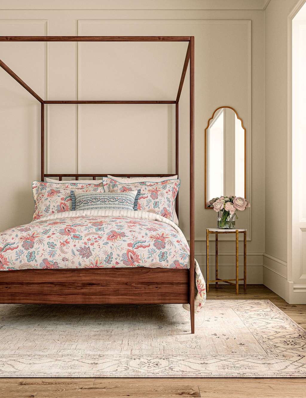 V&A Pure Cotton Chintz Reverie Bedding Set Red Mix