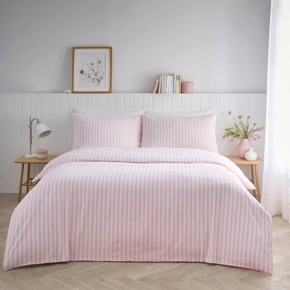 Portfolio Home Pencil Stripe Duvet Cover Set in Pink