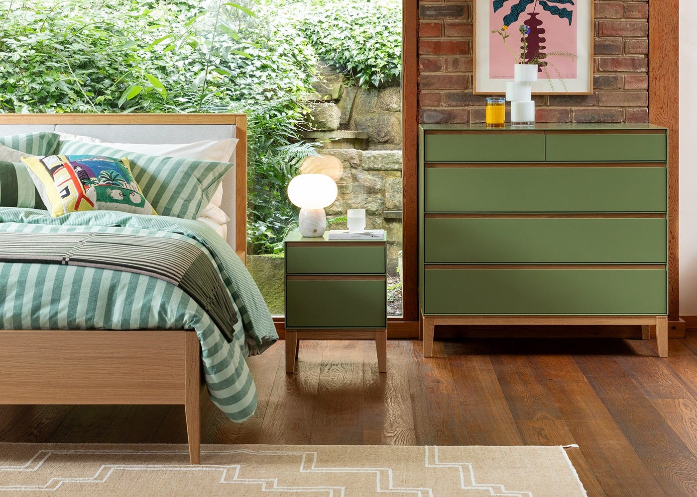 Heal's Lars Bedside Table Dove Grey & Walnut 4