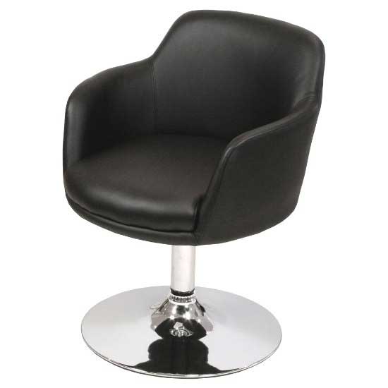 Bucketeer Bar Chair In Black Faux Leather With Chrome Base