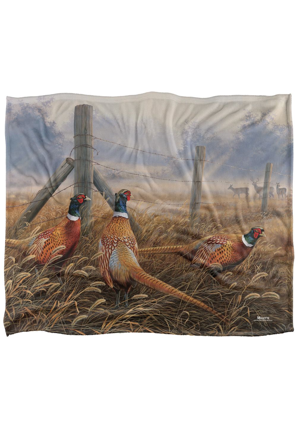 Wild Wings Pleasant Pheasants Silky Touch Super Soft Throw Blanket 152 X 127 cm in White