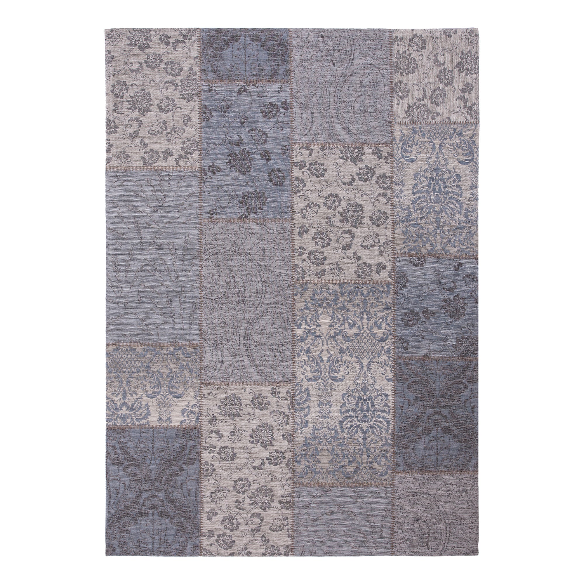 Romance Patchwork Rug Blue and Grey