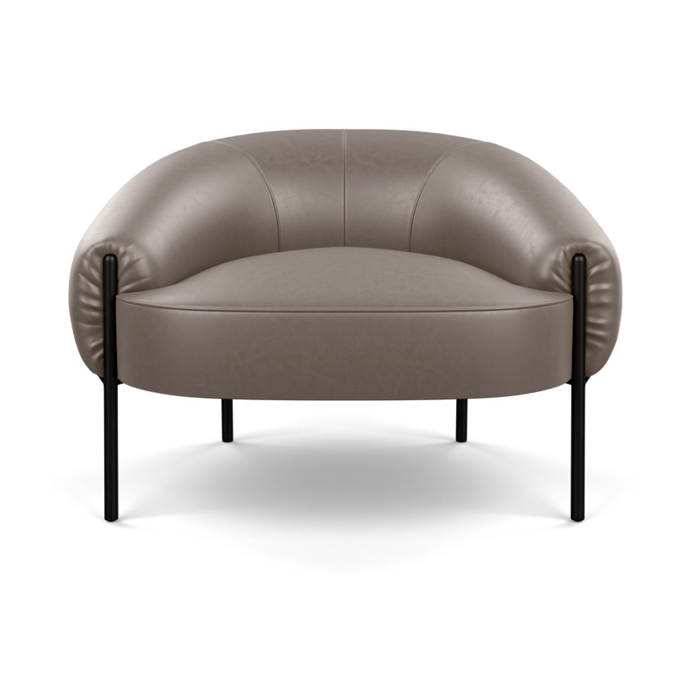 Heal's Isola Armchair Daino Leather Elephant Grey Black Feet