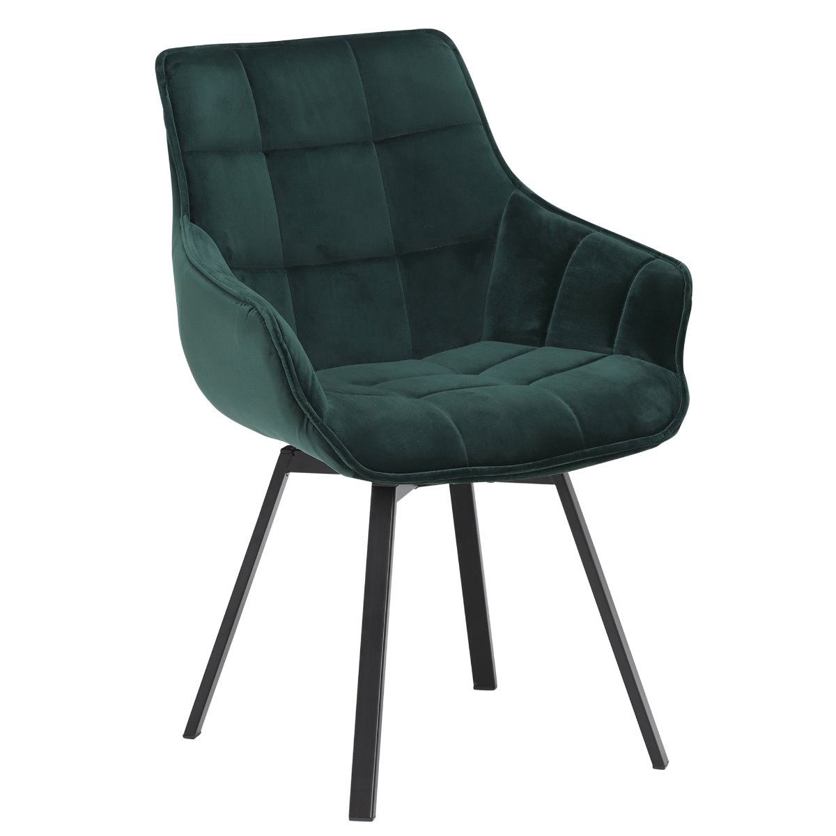 Jasper Dining Chair  - Green - Velvet - Quilted - W57 x D61 x H87cm - Barker & Stonehouse