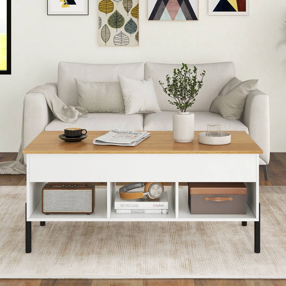 Costway Lift Top Coffee Table Central Table w/Lifting Tabletop in White