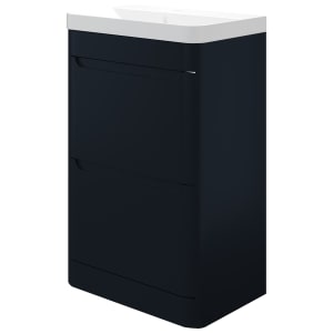 Wickes Malmo Indigo Blue Freestanding J Pull Compact Vanity Unit & Basin - 500 x 350mm