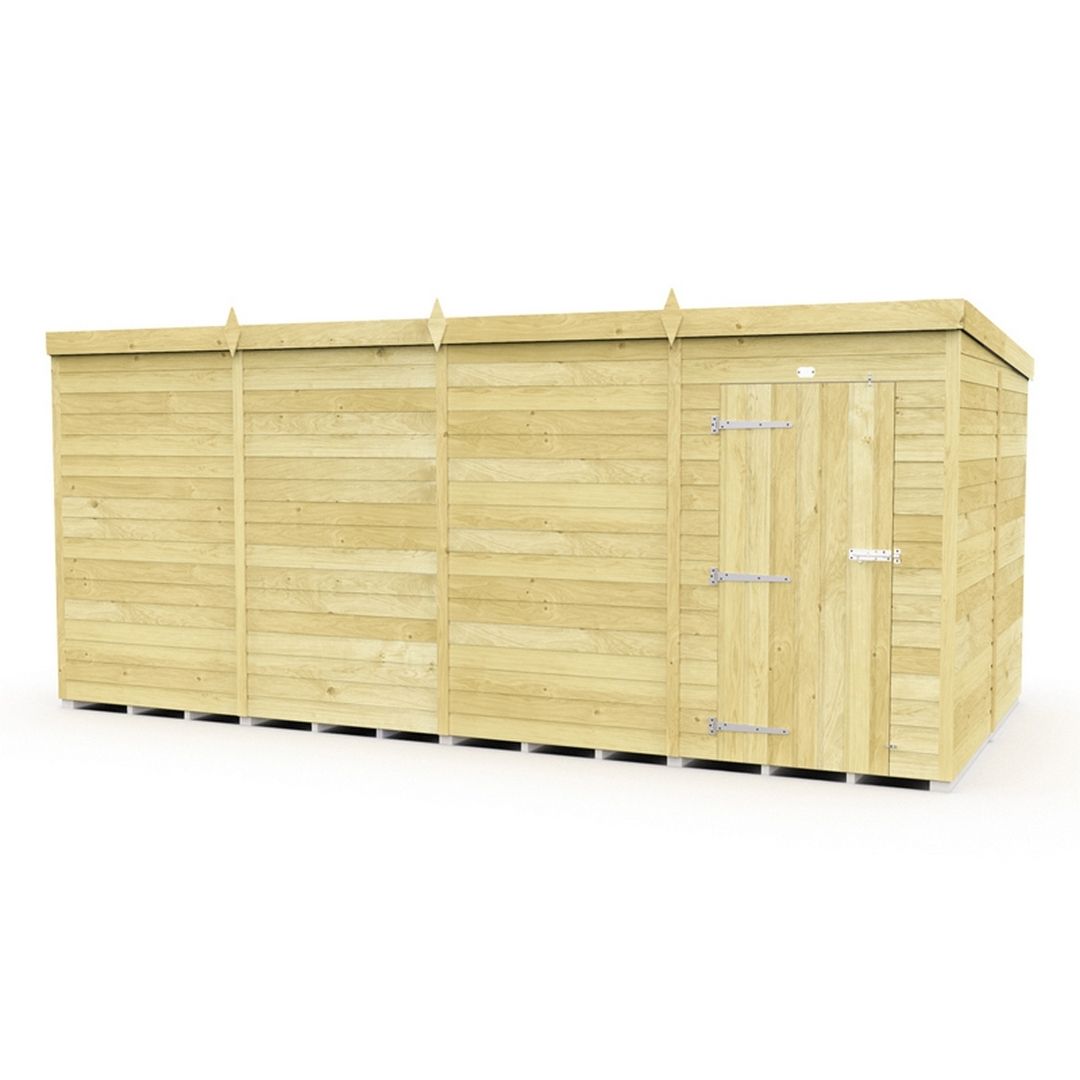 Buttercup Farm 16 x 8 Feet Pent Shed - Single Door W/O Window - L231 x W474 x H201 cm in Brown