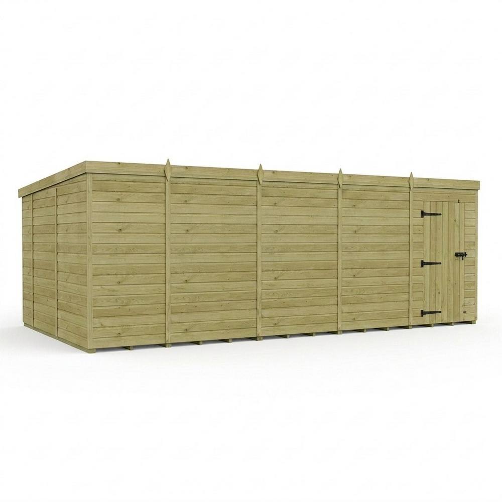 Buttercup Farm 19ft x 10ft Pent Garden Shed Single Door No Windows - Timber in Brown