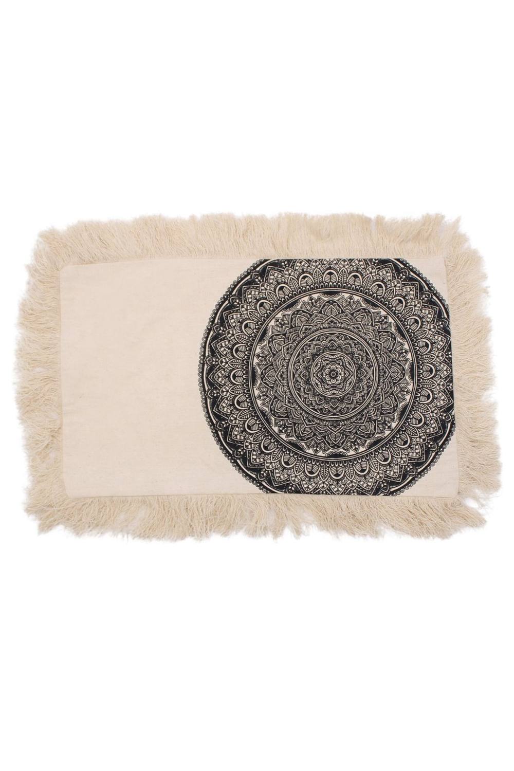KDMD Traditional Mandala Cushion 30x50cm - Black, Elegant & Durable Decor in Cream