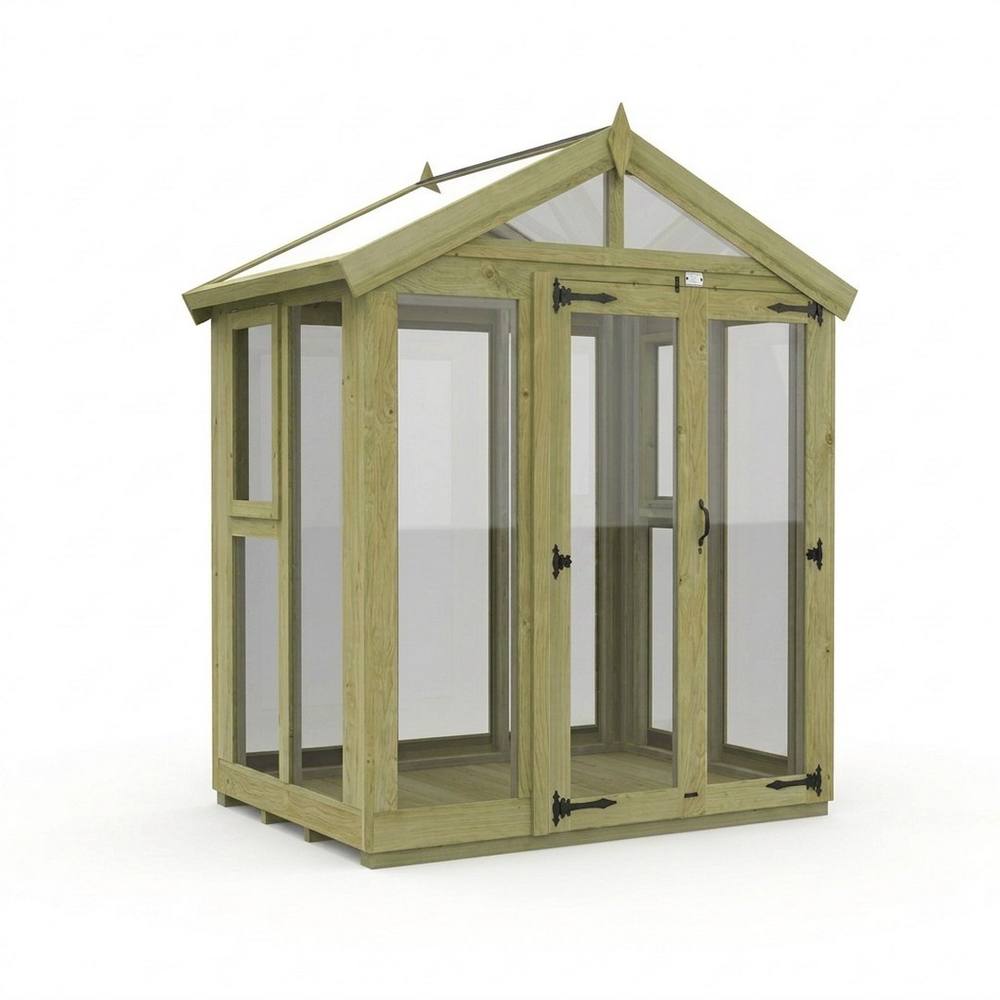 Buttercup Farm 6ft x 4ft Apex Glass Greenhouse - Pressure Treated Timber in Brown