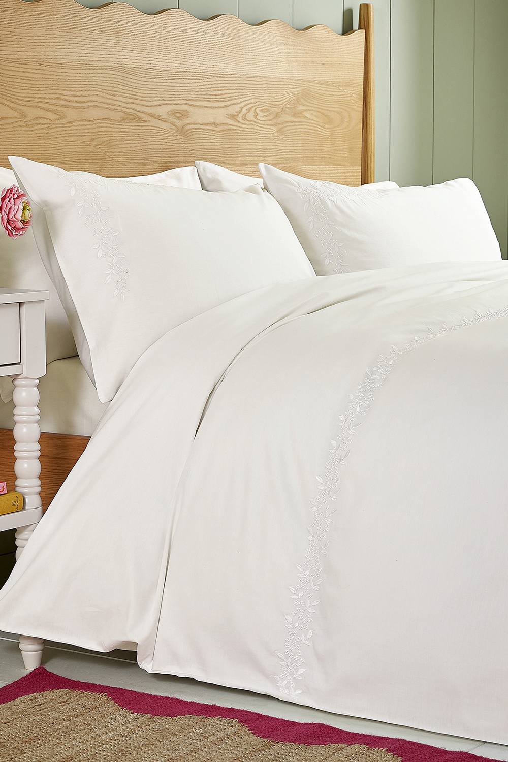 Helena Springfield 'Erin Embroidery' Cotton Duvet Cover Set in White