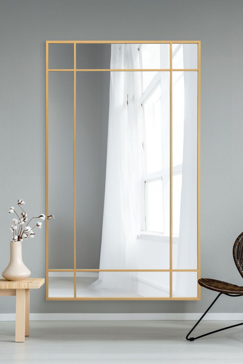 MirrorOutlet Gold Contemporary Wall & Leaner Mirror 79" X 47" (200 x 120CM) 2