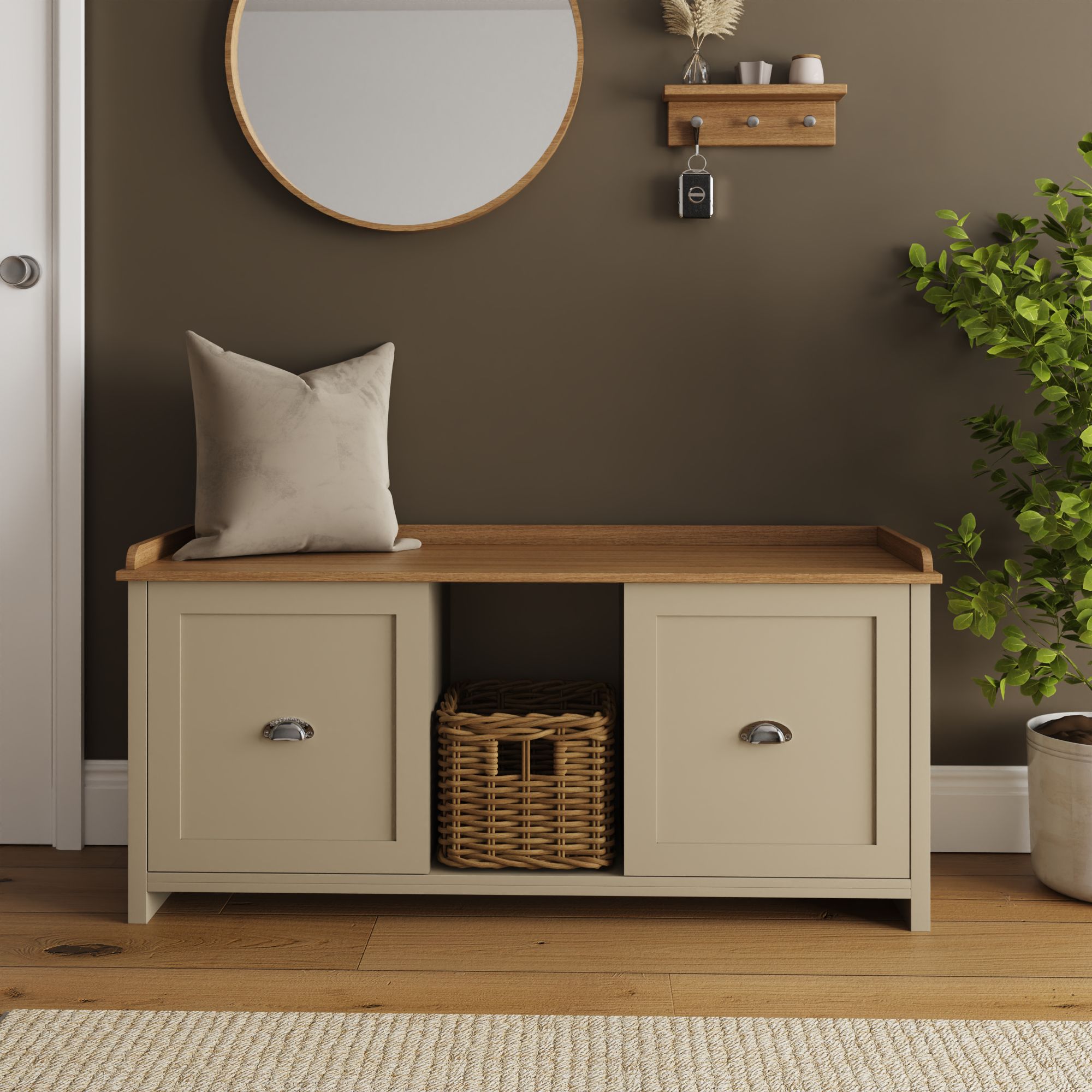 GFW Lancaster 2 Door Shoe Bench in Cream