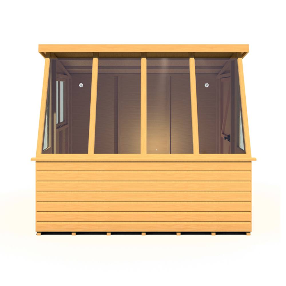 Shires Iceni 8x8' Potting Shed Pre Hung Doors with Opening Glass Side Window in Brown 4