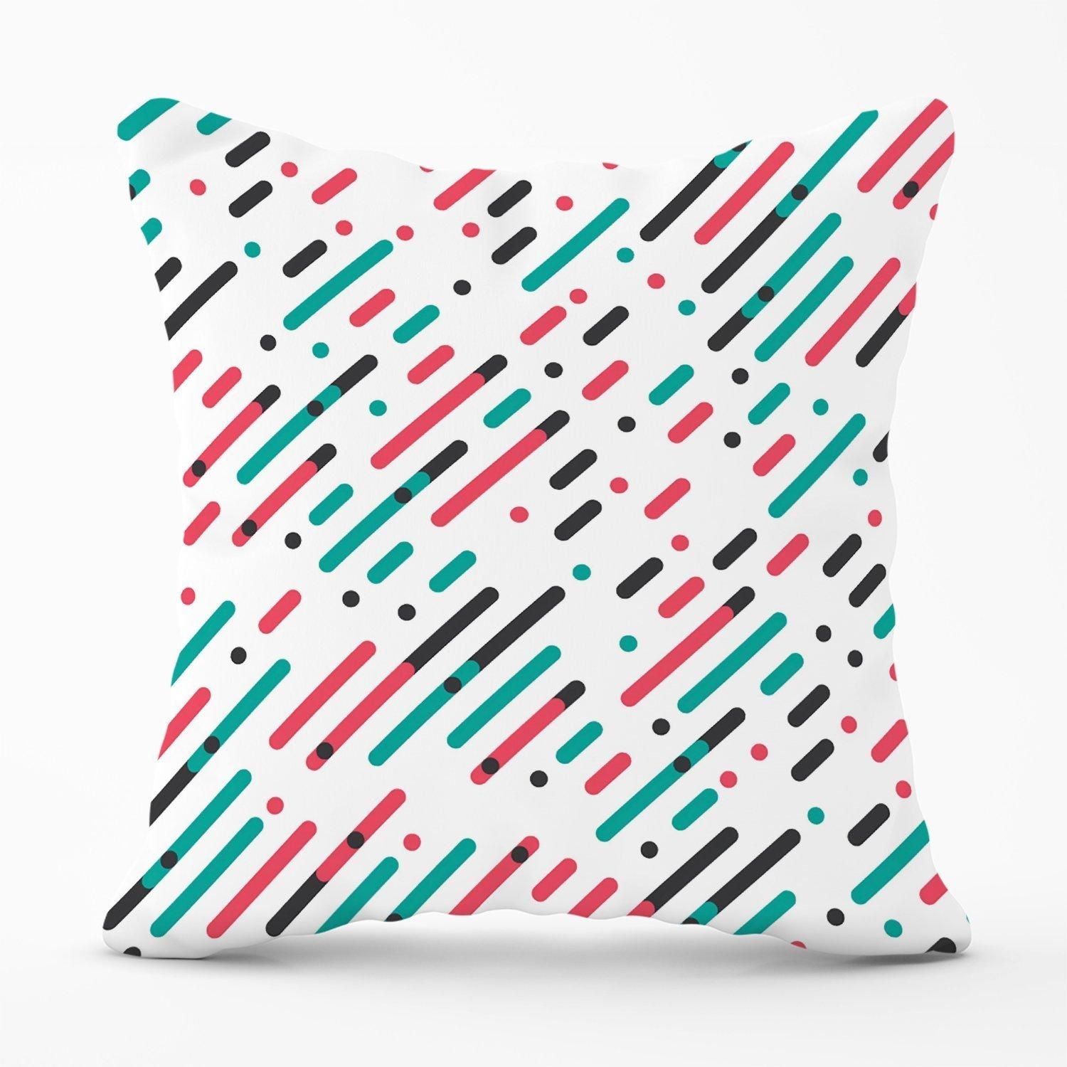 Warren Reed - Designer Overlapping Coloured Diagonal Lines Outdoor Cushion in Green