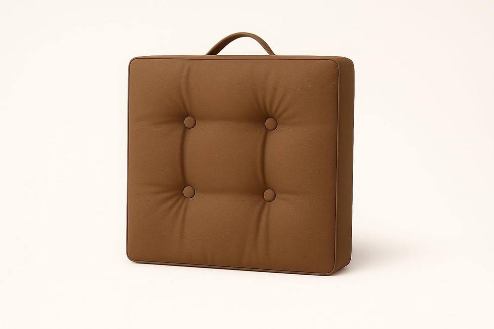 Homes-Linen Booster Seat Cushion Pad 45x45cm Thick Cotton Filled Chair Cushion in Brown