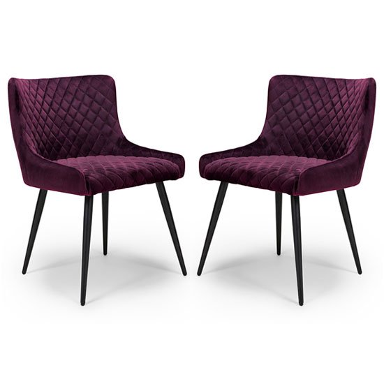 Malmo Mulberry Velvet Fabric Dining Chair In A Pair