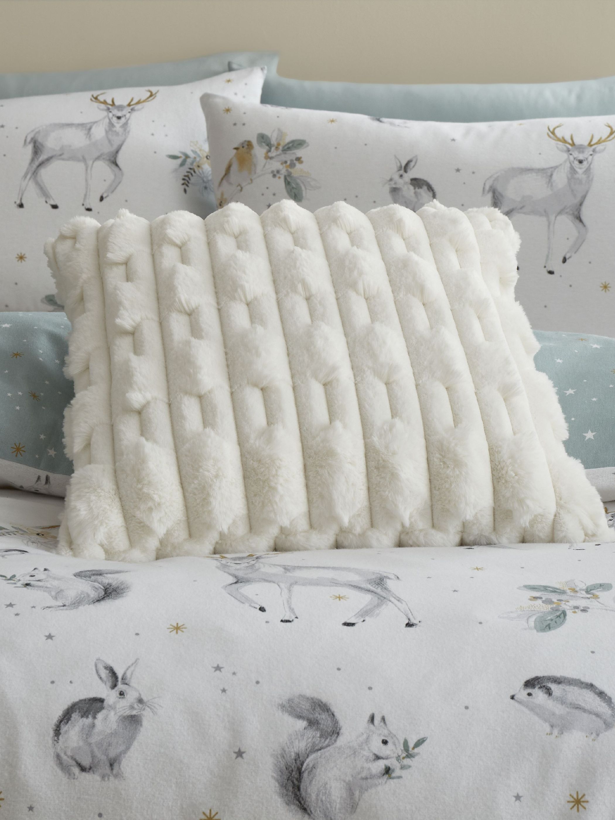 Bianca 'Carved Faux Fur' Cushion in Cream